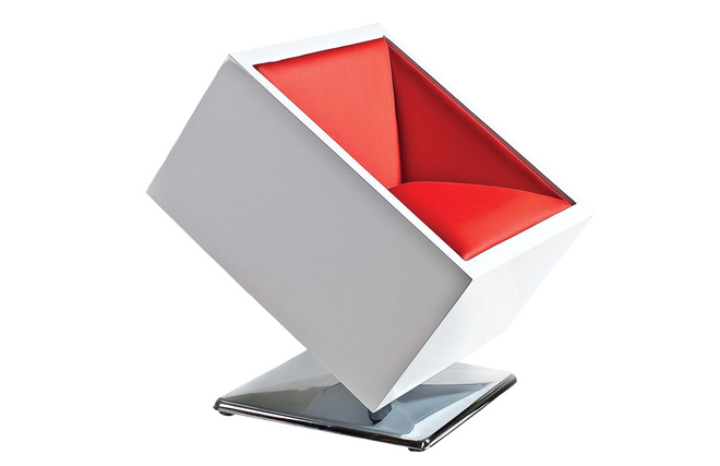 Poltrona/ sedia design bianca e rossa SQUARE BOX 