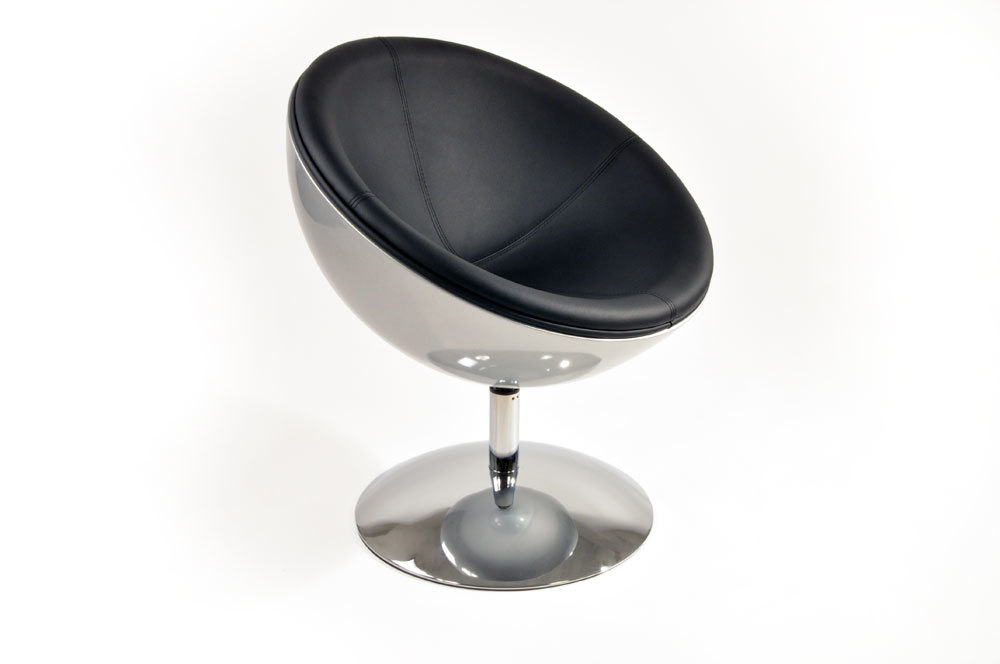 Poltrona / sedia design STANLEY argentata e nera in ABS e poliuretano