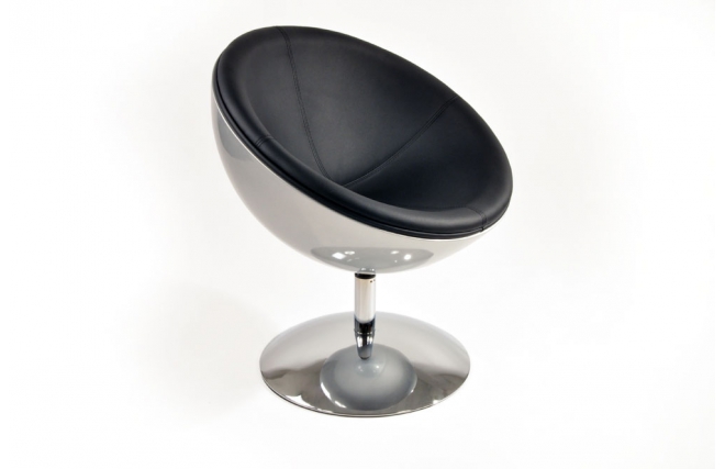 Poltrona / sedia design STANLEY argentata e nera in ABS e poliuretano
