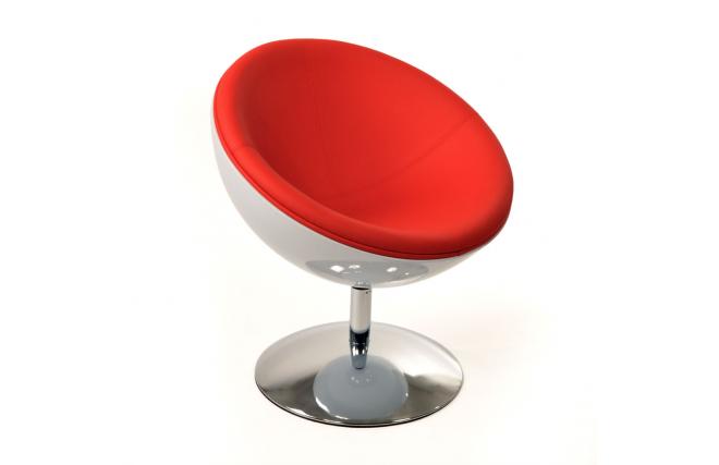 Poltrona / sedia design STANLEY bianca e rossa in ABS e poliuretano 