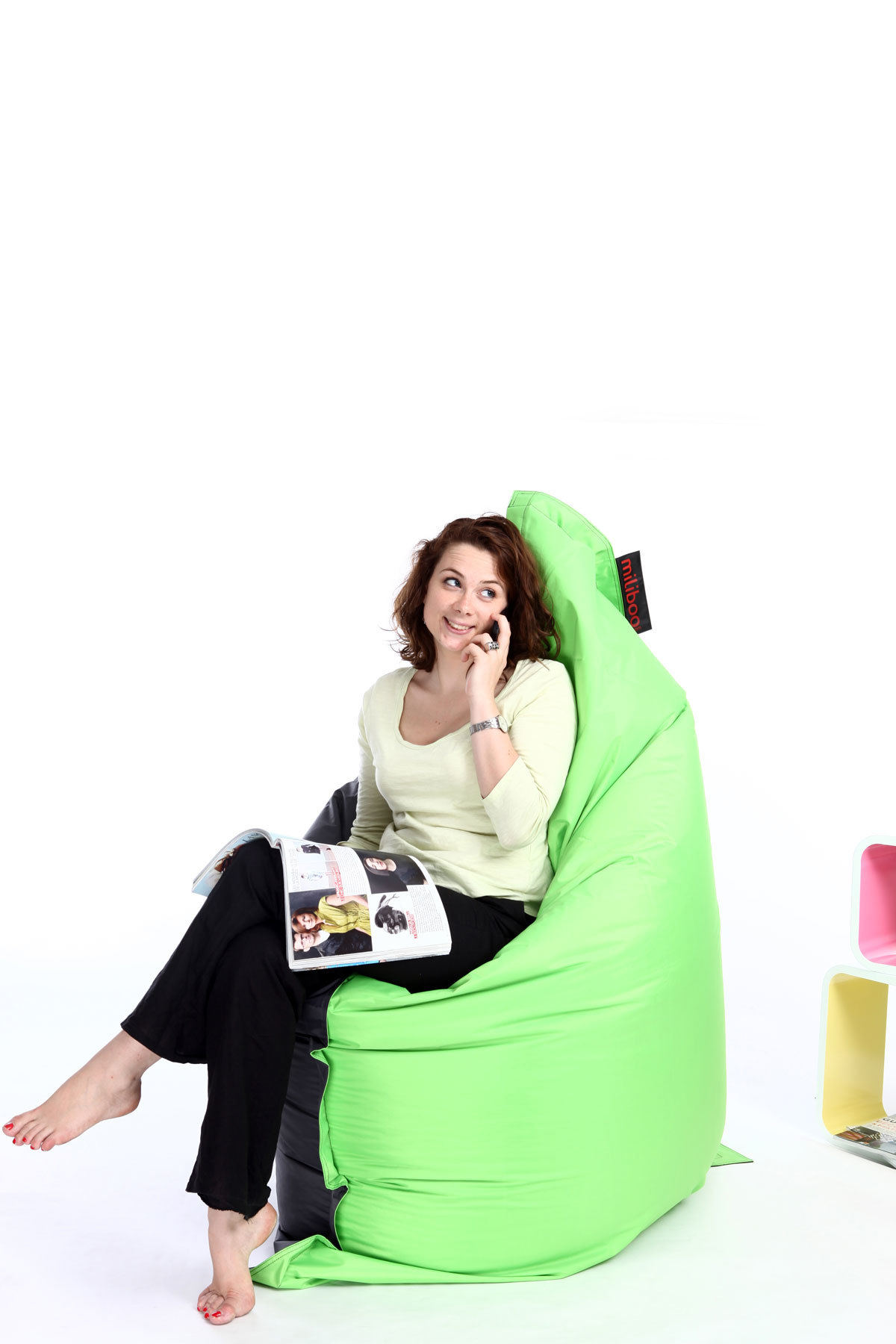 Pouf gigante design grigio e verde anice BIG M