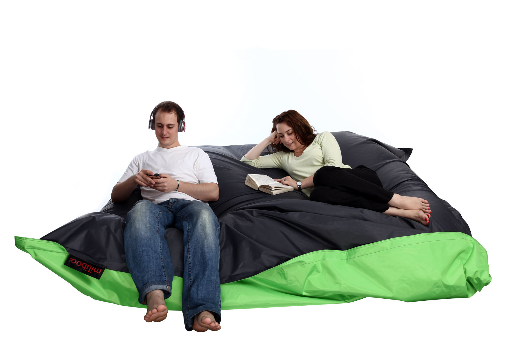 Pouf gigante design verde e grigio FAMILY MILIBAG 