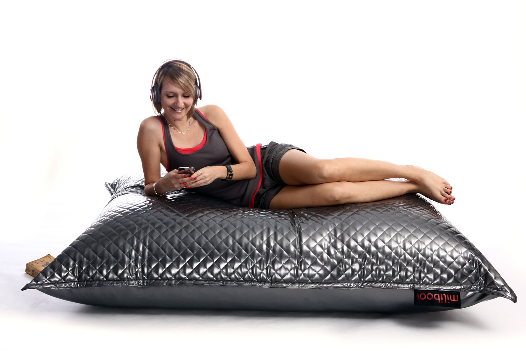 Pouf gigante  trapuntato design color argento BIG MILIBAG TREND
