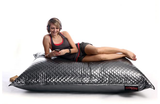 Pouf gigante  trapuntato design color argento BIG MILIBAG TREND