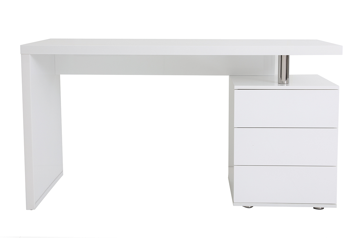 Scrivania design 3 cassetti laccata bianca  CALIX