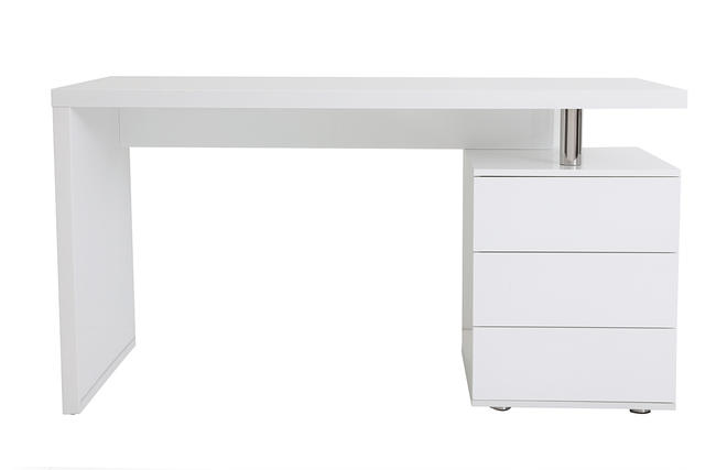 Scrivania design 3 cassetti laccata bianca  CALIX
