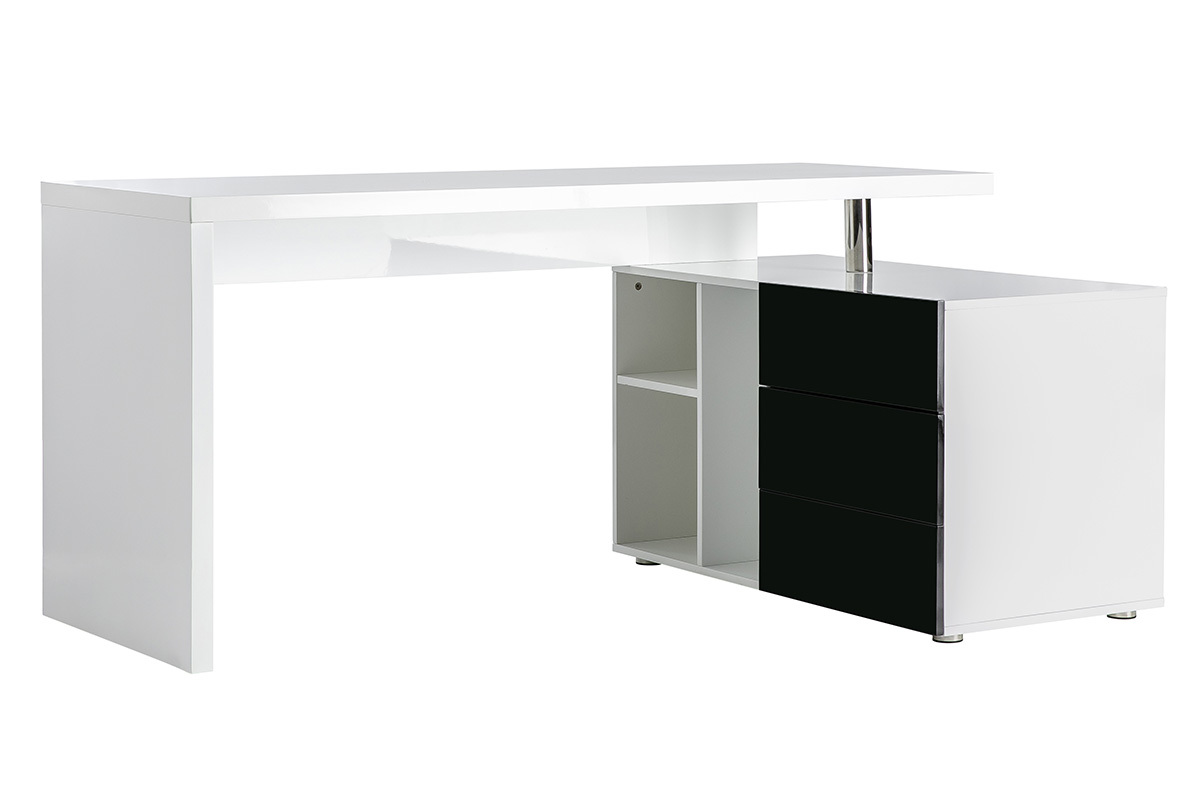 Scrivania design laccata bianca e nera  MAXI