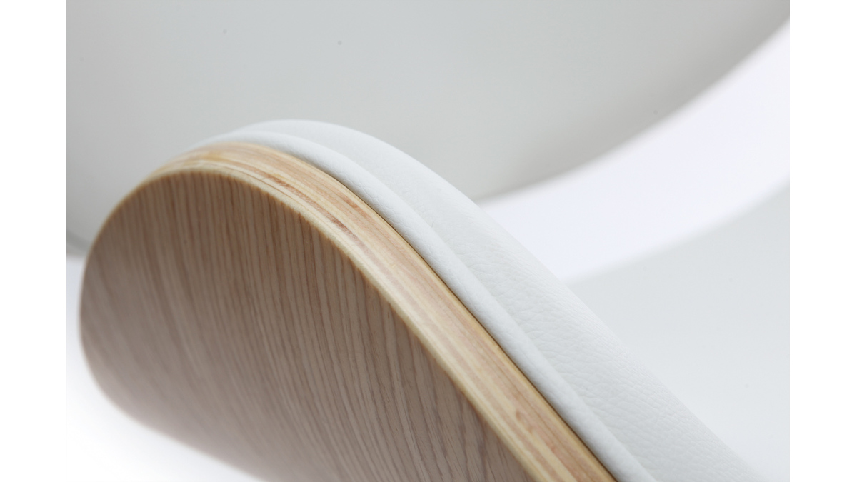 Sedia da ufficio design colore bianco e legno chiaro WALNUT