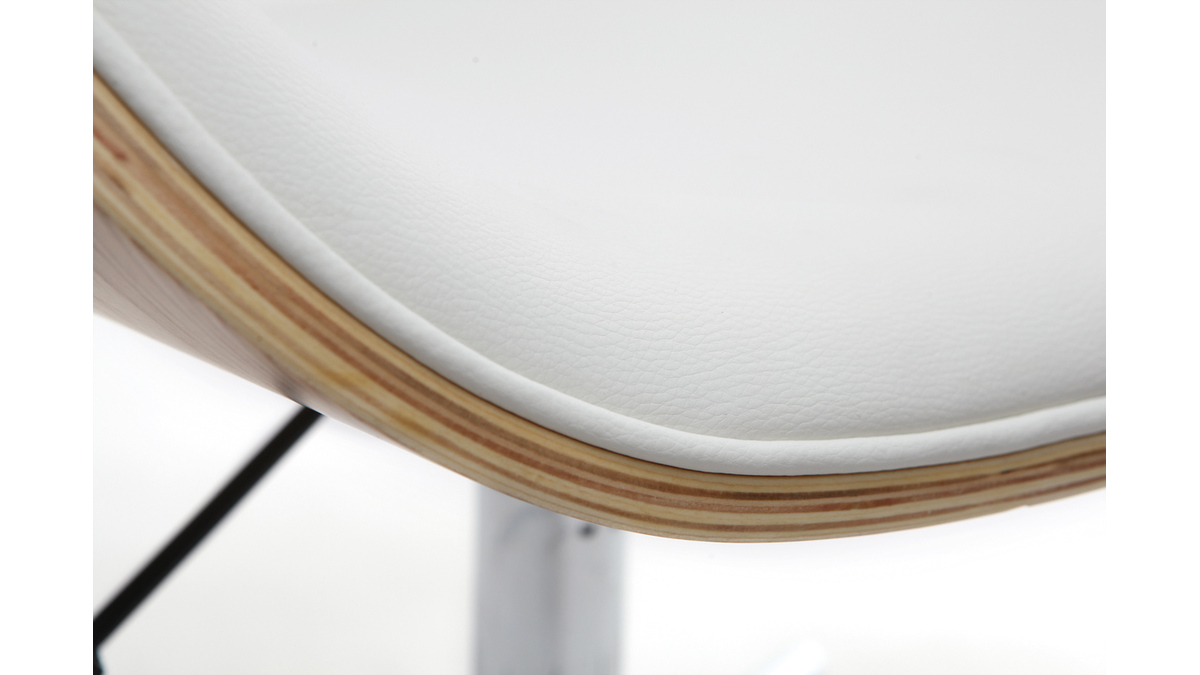 Sedia da ufficio design colore bianco e legno chiaro WALNUT