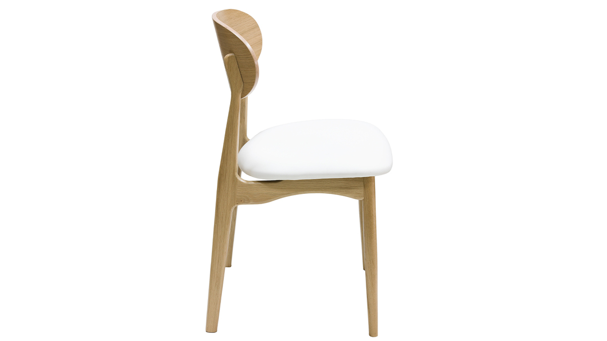 Sedie design bianco e legno massello di rovere chiaro (set di 2) VICKY