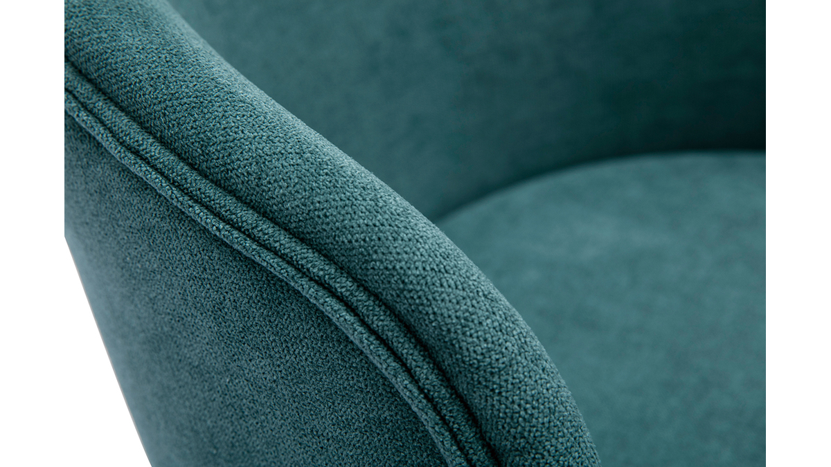 Sedie design in tessuto effetto velluto blu anatra e metallo nero (set di 2) ROSALIE