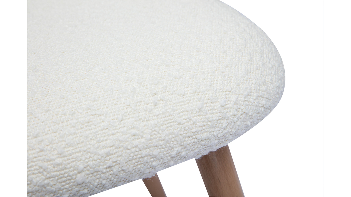 Sedie scandinave in tessuto effetto lana boucl bianco e legno massello chiaro (set di 2) CELESTE