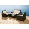 Set Bora Bora - 2 poltrone, 1 divano 2 posti ed 1 tavolino basso colore nero