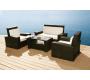 Set Bora Bora - 2 poltrone, 1 divano 2 posti ed 1 tavolino basso colore nero