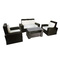 Set Bora Bora - 2 poltrone, 1 divano 2 posti ed 1 tavolino basso colore nero