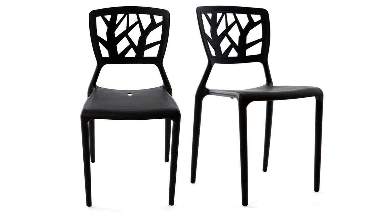 Set di 2 sedie design nere impilabili interno / esterno KATIA