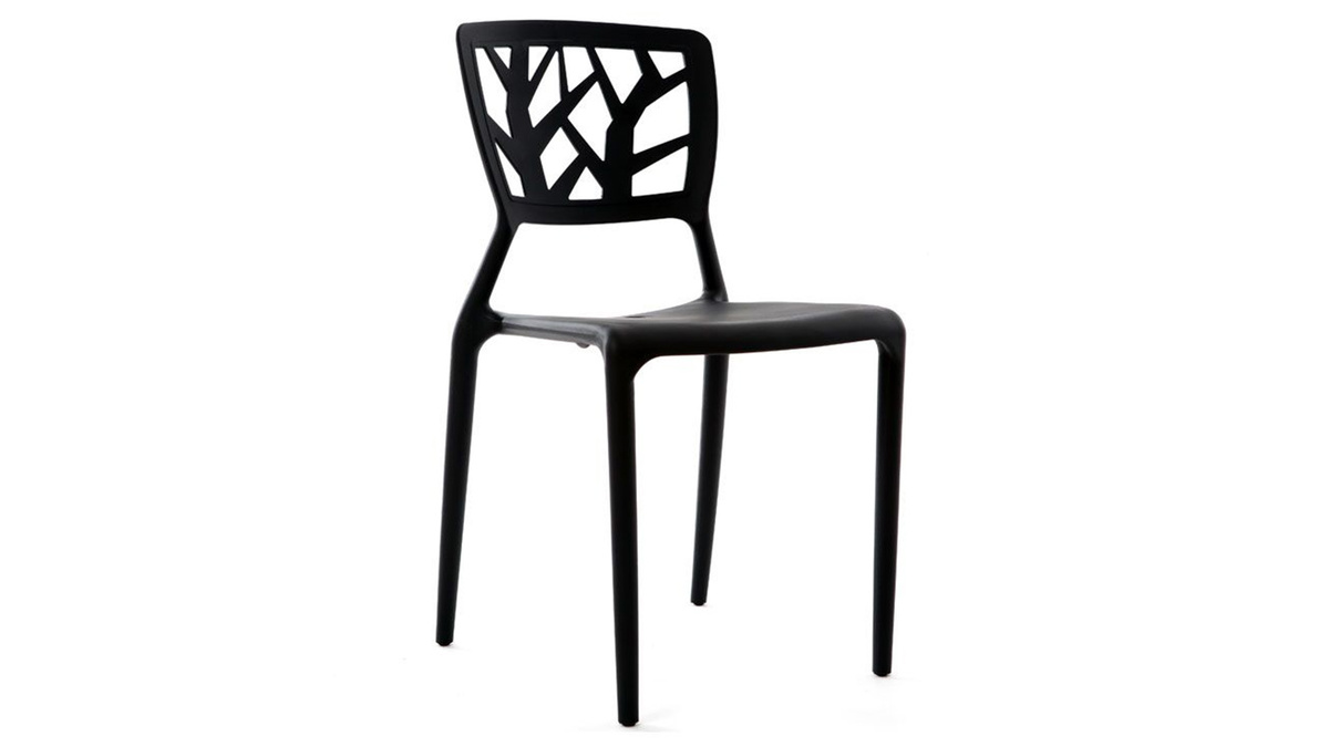 Set di 2 sedie design nere impilabili interno / esterno KATIA