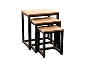 Set di 3 tavolini stile industriale in metallo e legno FACTORY
