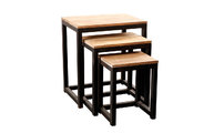 Set di 3 tavolini stile industriale in metallo e legno FACTORY