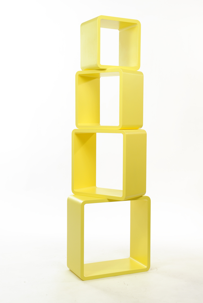Set di 4 mensole quadrate POP colore giallo