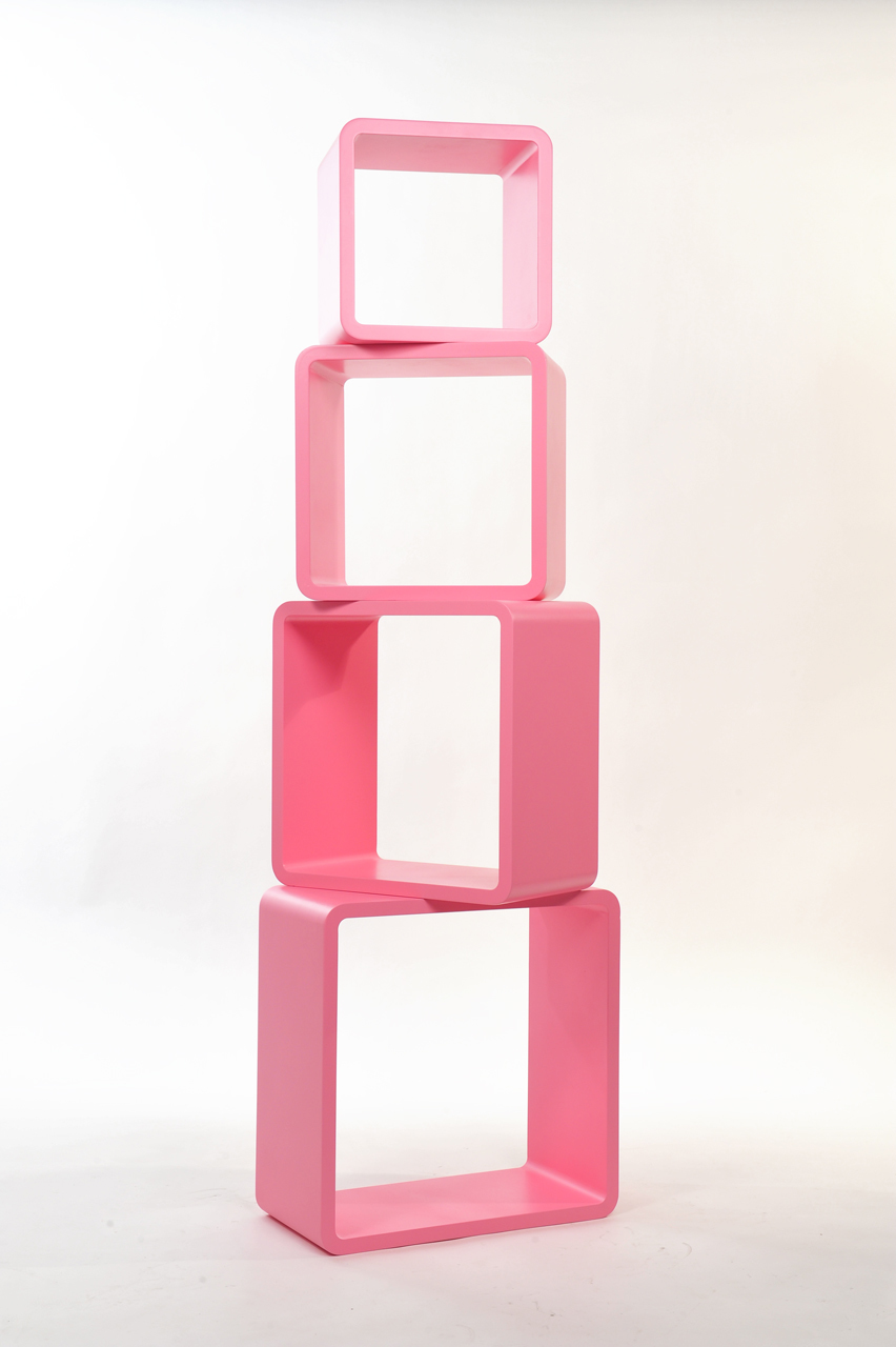 Set di 4 mensole quadrate POP colore rosa