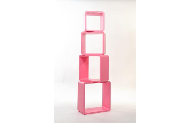 Set di 4 mensole quadrate POP colore rosa