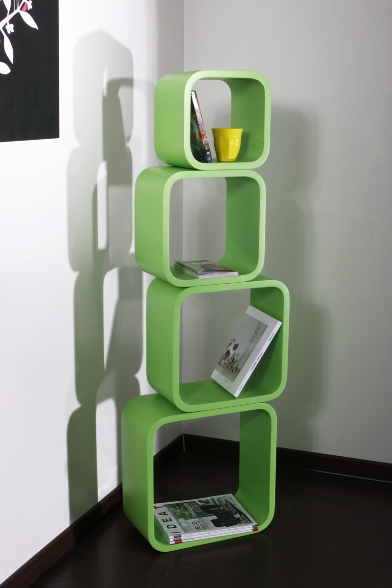 Set di 4 mensole quadrate POP colore verde