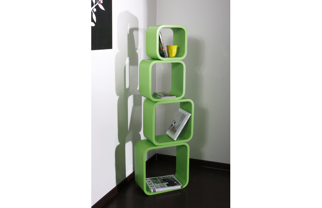 Set di 4 mensole quadrate POP colore verde
