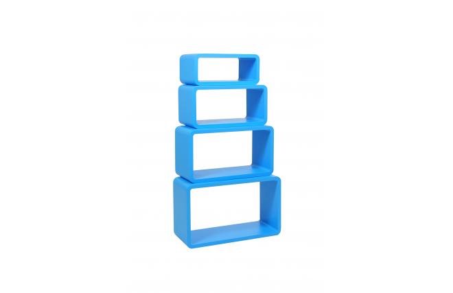 Set di 4 mensole rettangolare POP colore blu