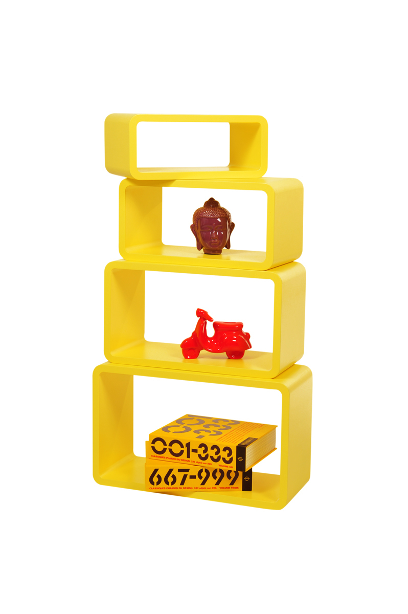 Set di 4 mensole rettangolare POP colore giallo