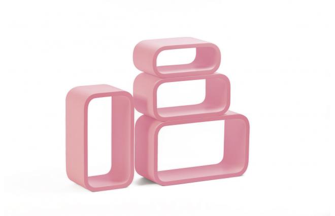 Set di 4 mensole rettangolare POP colore rosa