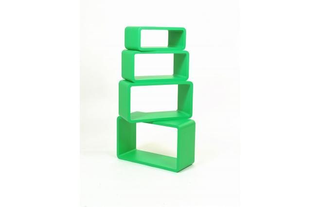 Set di 4 mensole rettangolare POP colore verde