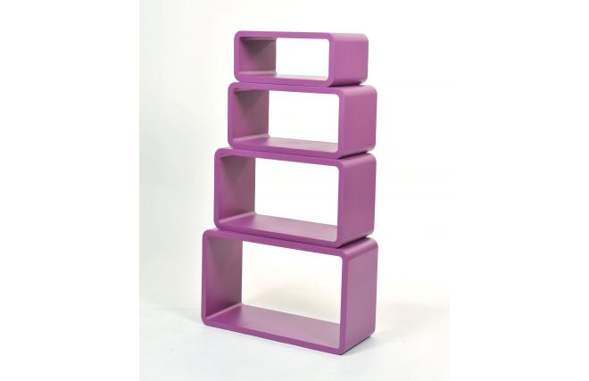 Set di 4 mensole rettangolare POP colore viola