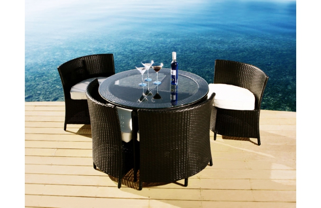 Set FIDJI - 4 SEDIE E 1 TAVOLO  colore nero