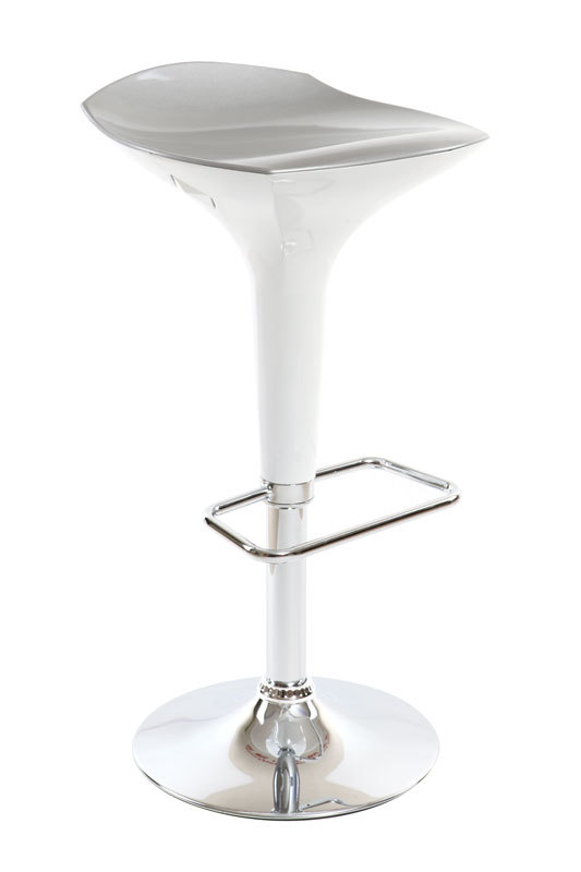  Sgabello da bar design argento e bianco VENUS