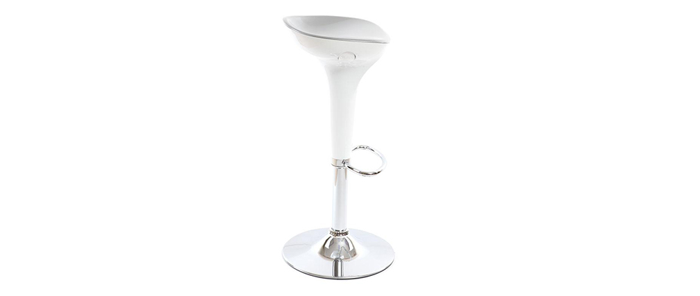     Sgabello da bar design  bianco e argento JUPITER