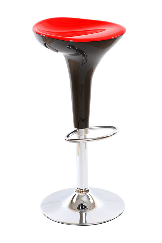 Sgabello da bar design nero e rosso JUPITER