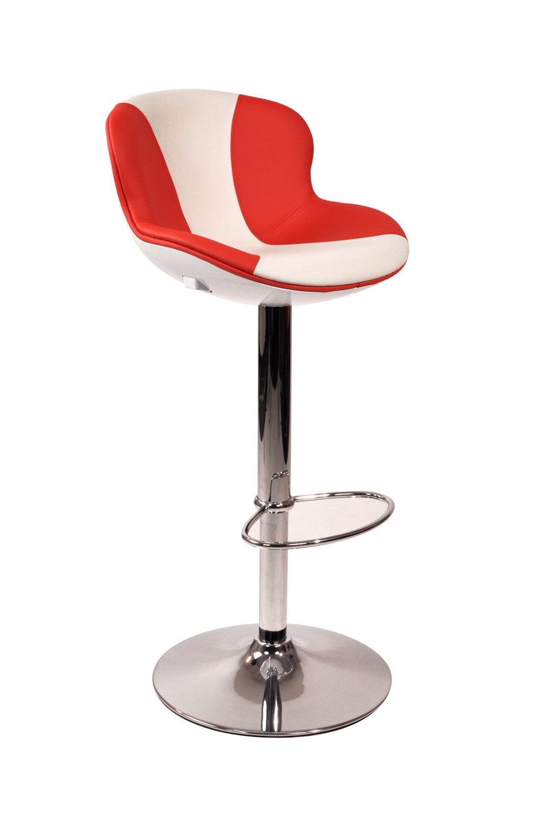 Sgabello da bar design ROCKY bianchi e rossi  image 1