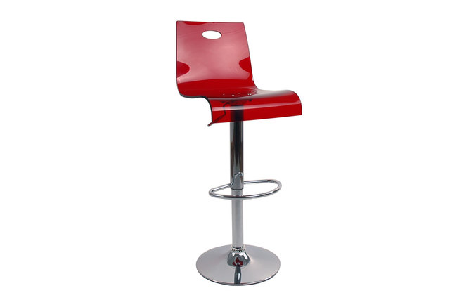 Sgabello da bar SATURNO rosso trasparente