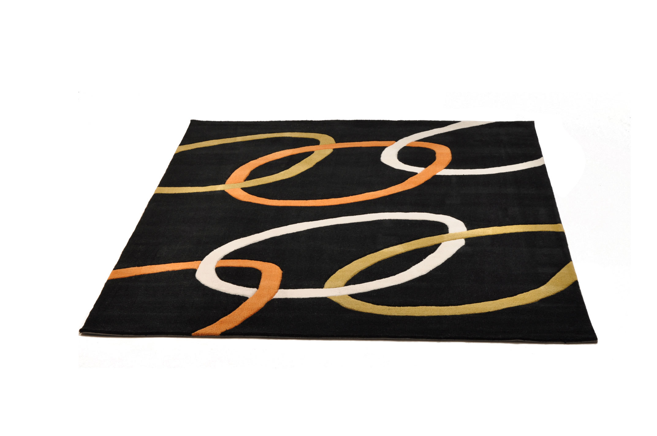 Tappeto design ASPIDISTRA nero e motivi di colore
