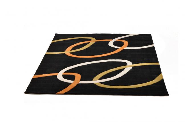 Tappeto design ASPIDISTRA nero e motivi di colore