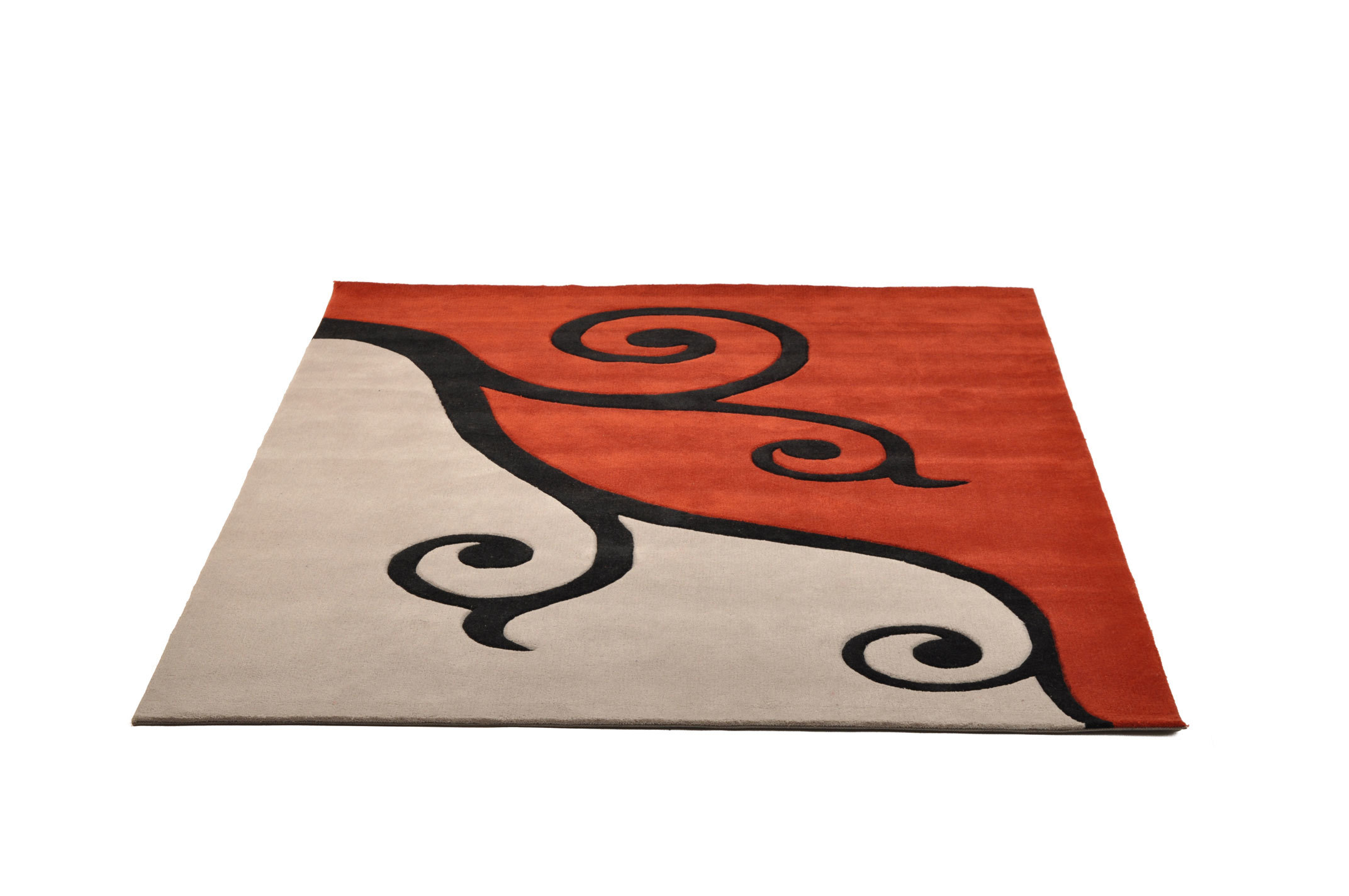 Tappeto design CLEMATITE rosso e grigio