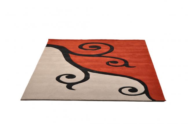 Tappeto design CLEMATITE rosso e grigio
