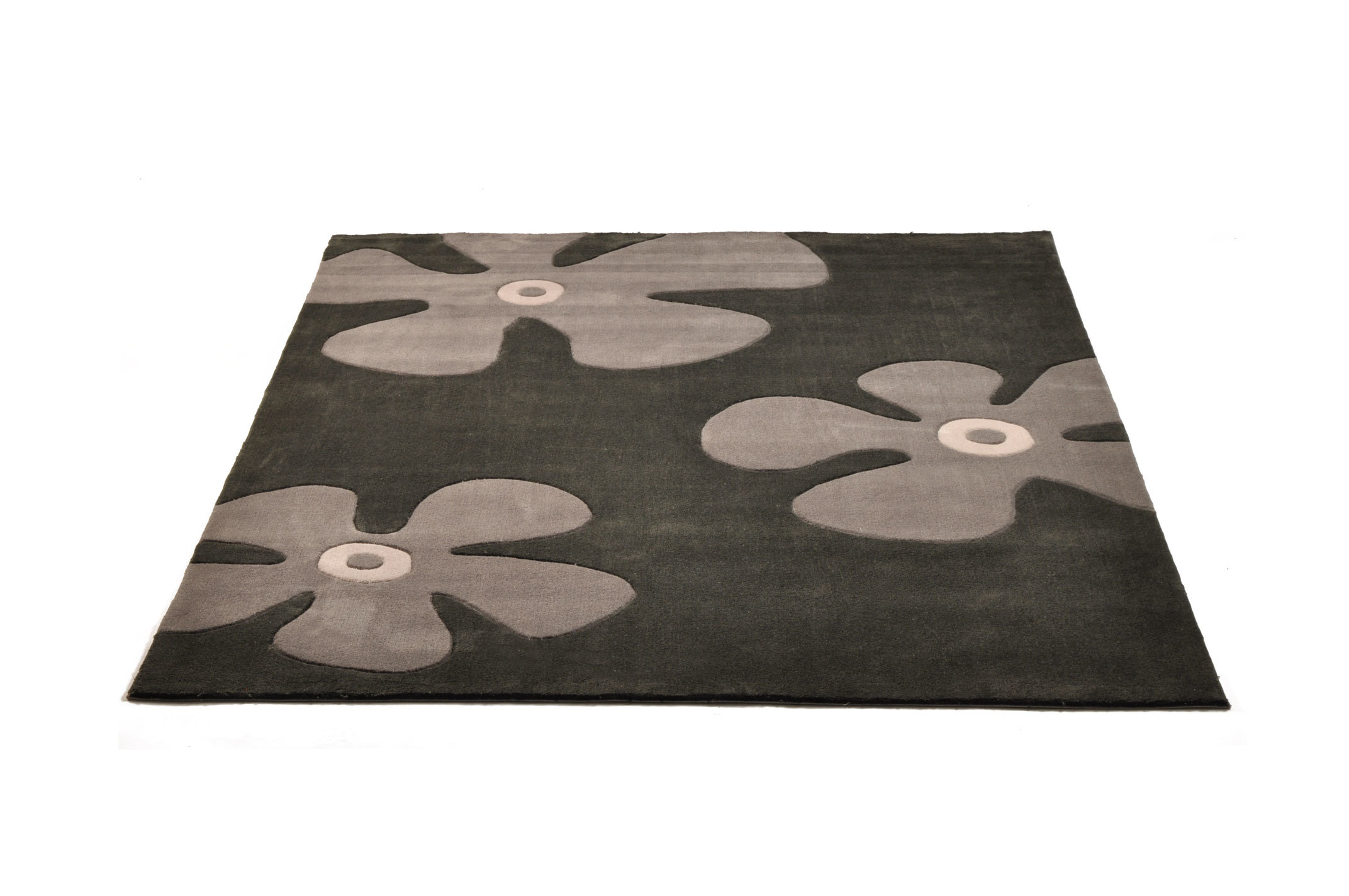 Tappeto design MARGHERITA nero e grigio a motivi