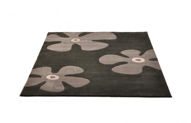 Tappeto design MARGHERITA nero e grigio a motivi