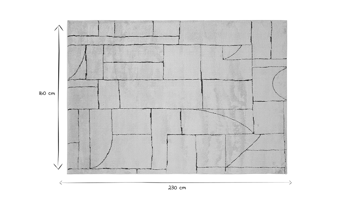 Tappeto rettangolare a motivi geometrici bianco crema e nero 160 x 230 cm ENVY