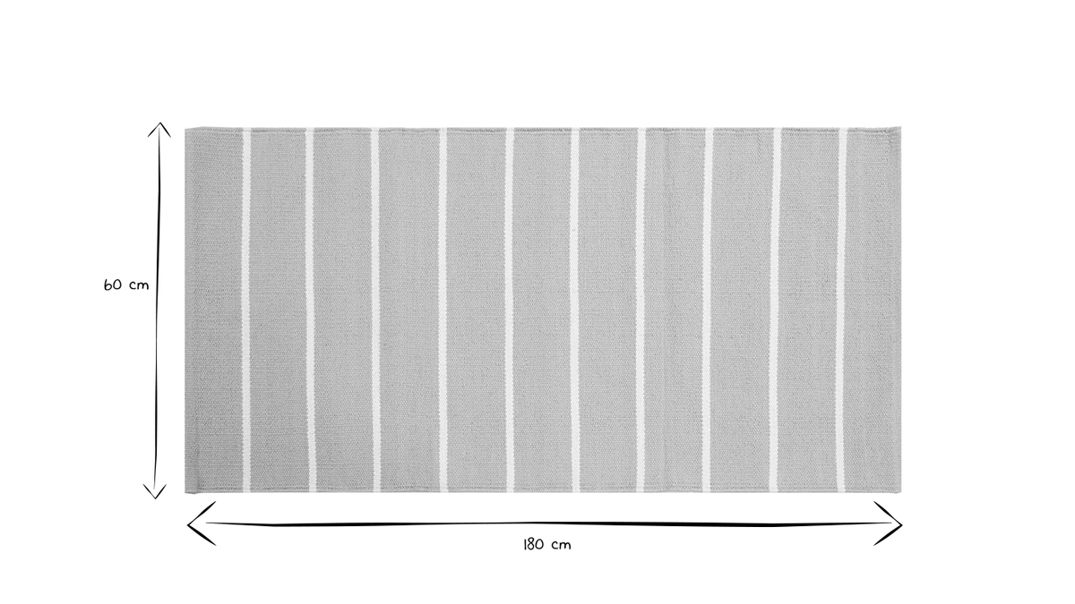 Tappeto rettangolare rigato beige e bianco 60 x 180 cm LANZA