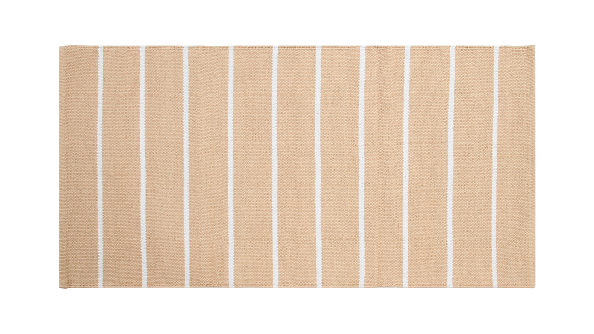 Tappeto rettangolare rigato beige e bianco 60 x 180 cm LANZA