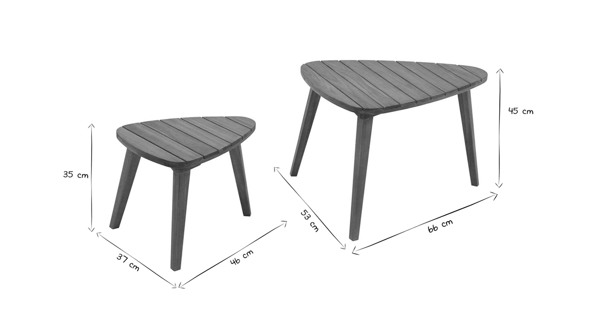 Tavolini da salotto estraibili in legno massello (set di 2) ELQUI