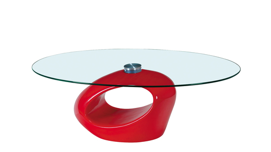 Tavolino basso da salotto in vetro e ABS Rondella � colore rosso image 1